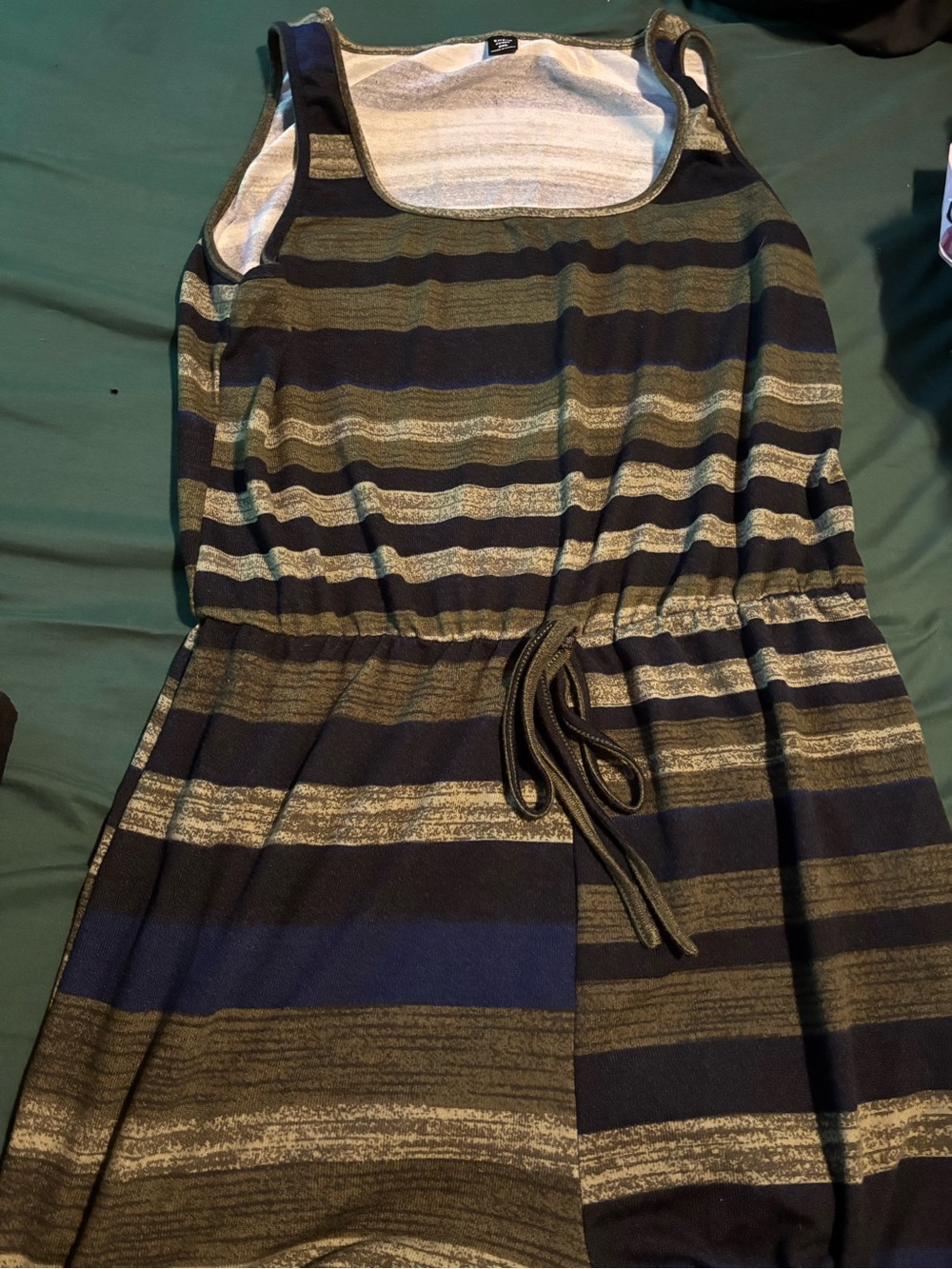 SHEIN Striped Jumpsuit in Navy, Olive & Cream
